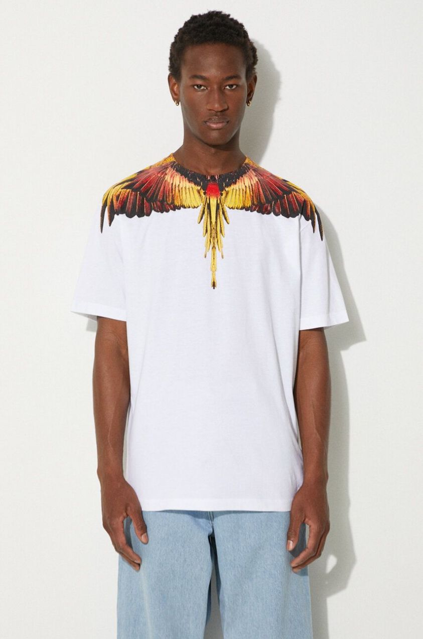 Bavlnené tričko Marcelo Burlon Icon Wings Basic Tee pánsky, biela farba, s potlačou, CMAA056F24JER0010125
