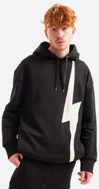 Bavlnená mikina Neil Barett Easy Hooded Sweatshirt BJS059.S500C.1343-black, pánska, čierna farba, s kapucňou, s potlačou
