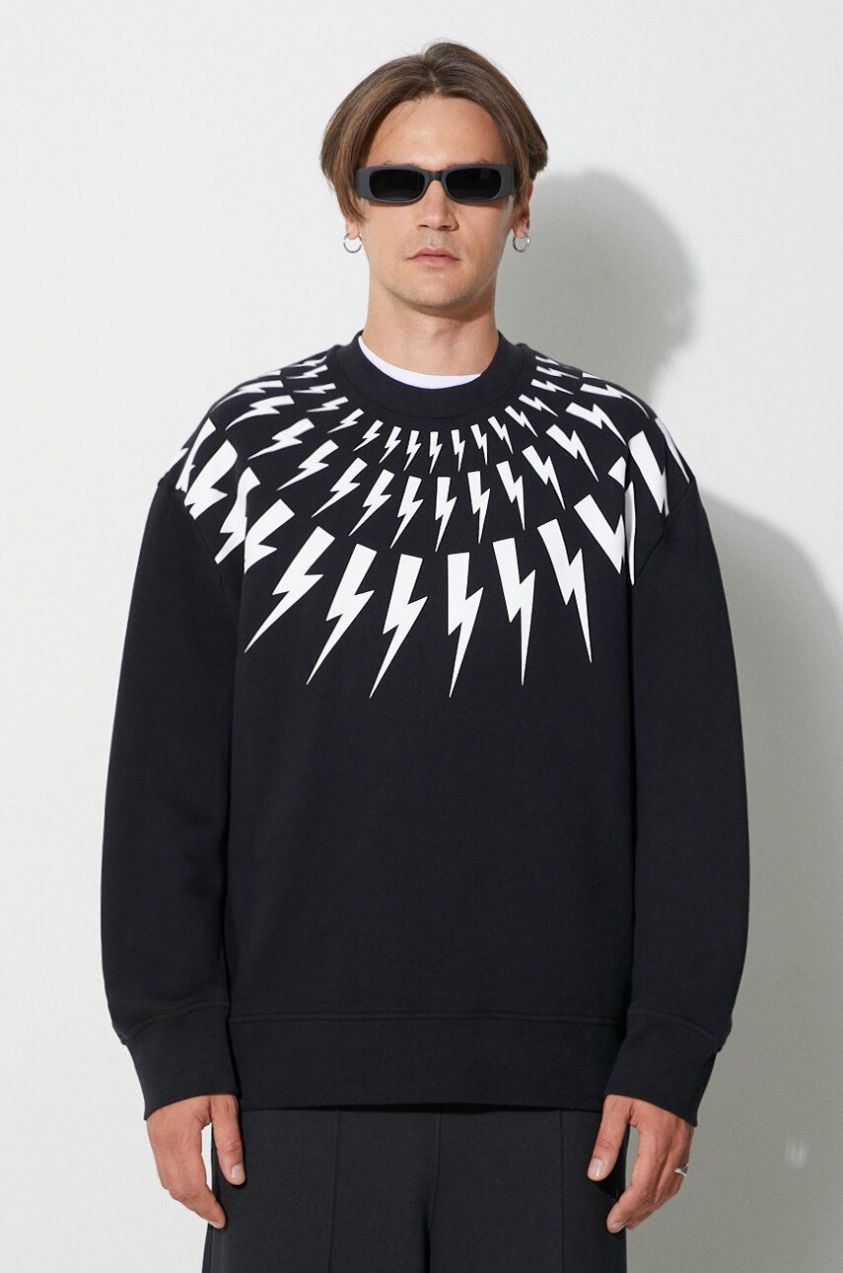 Mikina Neil Barett FAIRISLE THUNDERBOLT pánska, čierna farba, s nášivkou, PBJS010S.V517S.524