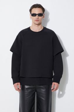 Mikina Neil Barrett Slim Dropped Shoulder Double Layer Sweatshirt pánska, čierna farba, jednofarebná, MY72251R-Y501-001N