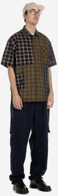 Bavlnená košeľa Taikan Patchwork S/S Shirt TW0001.OLVPLD-OLVPLD, pánska, hnedá farba, voľný strih, s klasickým golierom