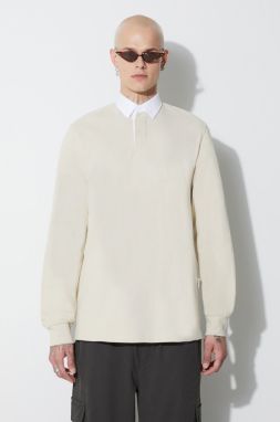 Bavlnené tričko s dlhým rukávom Taikan L/S Polo Shirt TK0007.CRM, béžová farba, jednofarebný