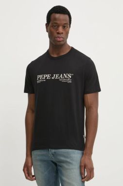 Bavlnené tričko Pepe Jeans DYLAN TEE pánske, čierna farba, s potlačou, PM509728