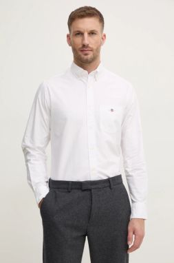 Bavlnená košeľa Gant pánska, biela farba, regular, s golierom button-down, 3000200