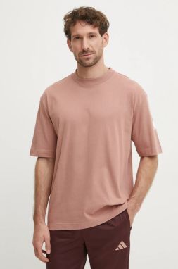 Bavlnené tričko adidas Essentials pánske, oranžová farba, s potlačou, JF3620