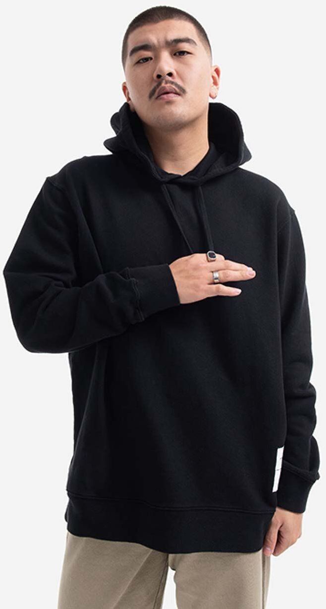 Bavlnená mikina Norse Projects Fraser Tab Series Hoodie N20-1282 9999 pánska, čierna farba, s kapucňou, jednofarebná
