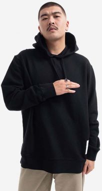 Bavlnená mikina Norse Projects Fraser Tab Series Hoodie N20-1282 9999 pánska, čierna farba, s kapucňou, jednofarebná