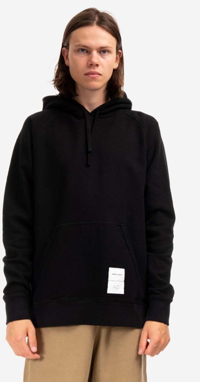 Bavlnená mikina Norse Projects Kristian Tab Series Hood N20-1294 9999 pánska, čierna farba, s kapucňou, jednofarebná