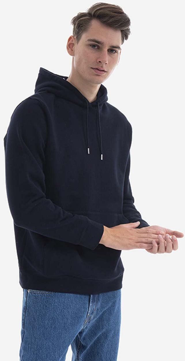 Bavlnená mikina Norse Projects Vagn Classic Hood N20.1276.7004-7004, pánska, tmavomodrá farba, s kapucňou, jednofarebná