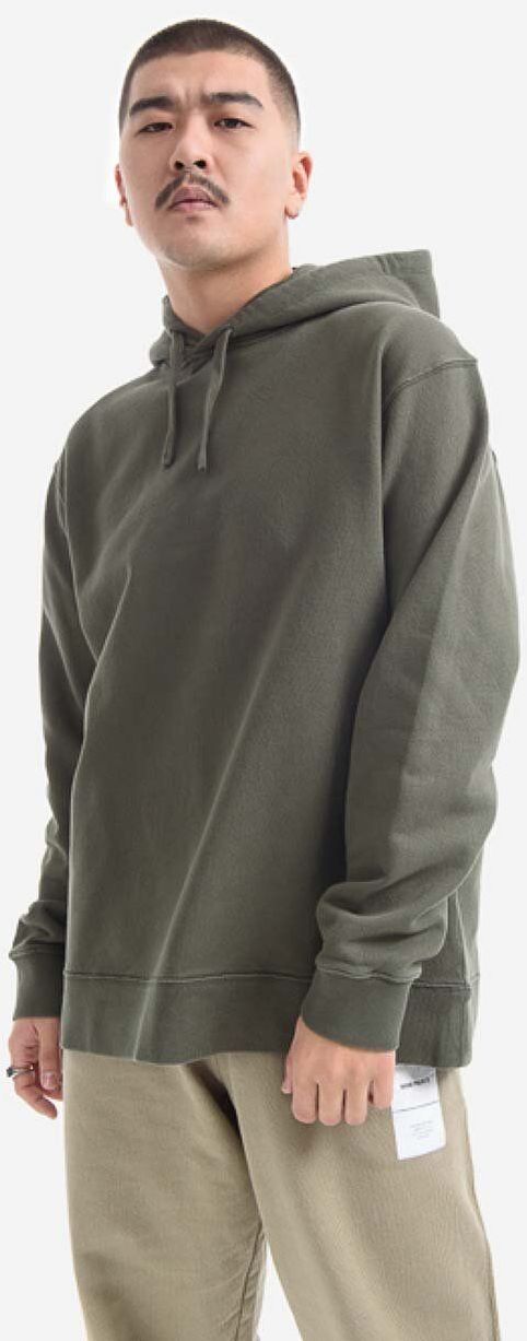 Bavlnená mikina Norse Projects Fraser Tab Series Sweat N20-1282 8098 pánska, zelená farba, s kapucňou, jednofarebná