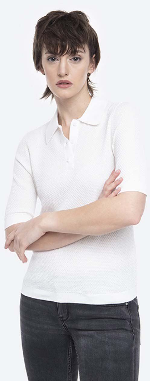 Bavlnené tričko Norse Projects Maj Cotton Piquet NW45.0197.0957-0957, biela farba