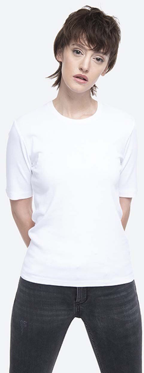Bavlnené tričko Norse Projects Helen High Twist Cotton NW01.0062.001-0001, biela farba
