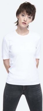Bavlnené tričko Norse Projects Helen High Twist Cotton NW01.0062.001-0001, biela farba