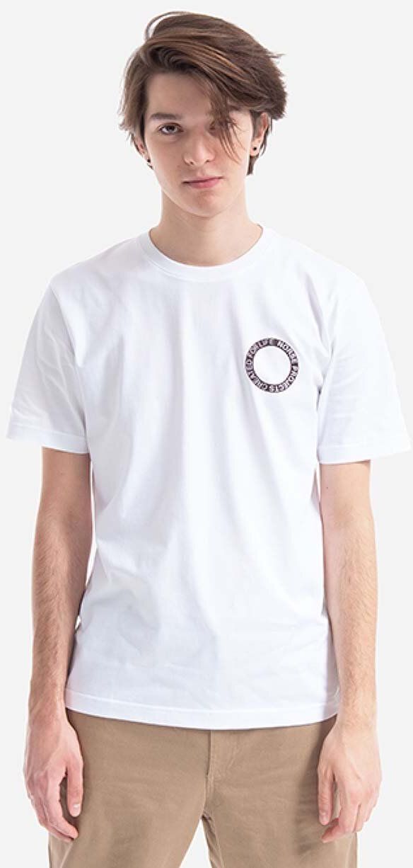 Bavlnené tričko Norse Projects Johannes BMC Logo Print N01.0562.0001-0001, biela farba, s potlačou