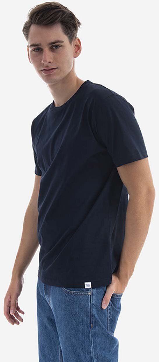 Bavlnené tričko Norse Projects Niels Standard SS N01.0559.7004-7004, tmavomodrá farba, jednofarebné
