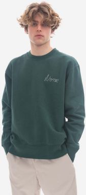 Bavlnená mikina Norse Projects Arne Chain Stitch Logo N20-1347 8112 pánska, zelená farba, jednofarebná