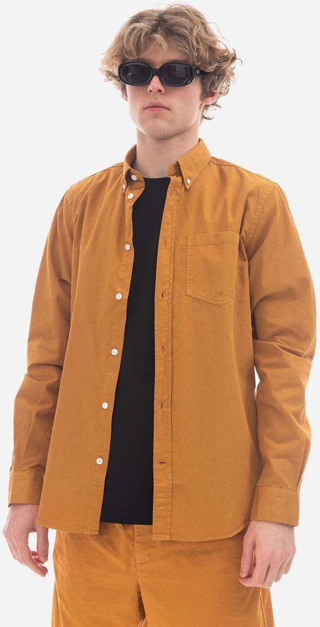 Bavlnená košeľa Norse Projects Anton Light Twill N40-0790 8127 pánska, oranžová farba, regular, s golierom button-down