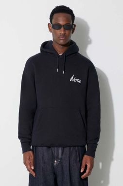 Bavlnená mikina Norse Projects Arne Relaxed Organic Chain Stitch pánska, tmavomodrá farba, s kapucňou, s nášivkou N20-1358-7004