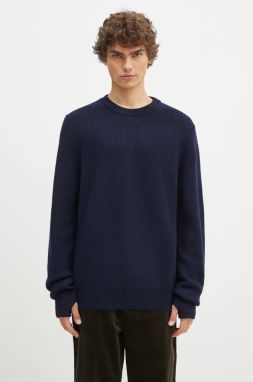 Vlnený sveter Norse Projects Henning Merino Crew pánsky, tmavomodrá farba, N45.0561.7004
