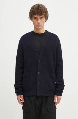 Vlnený kardigán Norse Projects Loki Wool Cotton Rib tmavomodrá farba, N45.0618.7004