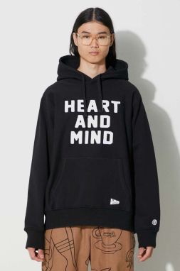 Bavlnená mikina Billionaire Boys Club Heart and Mind Popover pánska, čierna farba, s kapucňou, s nášivkou, B23433