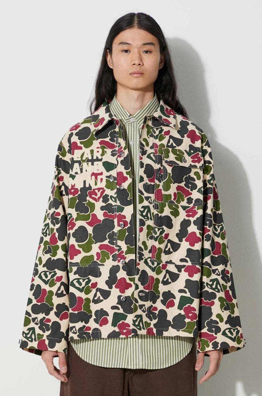 Bavlnená košeľa Billionaire Boys Club Duck Camo pánska, zelená farba, regular, s klasickým golierom, B23423
