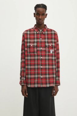 Bavlnená košeľa Billionaire Boys Club Longsleeve Check Shirt pánska, červená farba, regular, s klasickým golierom, B24322