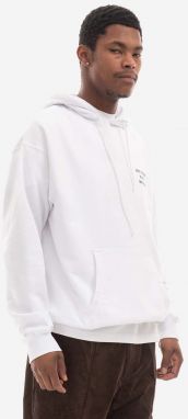 Bavlnená mikina Drôle de Monsieur Hoodie Santa HO121 WHITE pánska, biela farba, s kapucňou, s potlačou