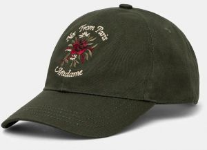Bavlnená šiltovka Drôle de Monsieur La Casquette Slogan Fleurs zelená farba, s nášivkou, E-CP153-CO138-KK