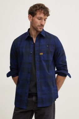 Bavlnená košeľa G-Star Raw pánska, tmavomodrá farba, regular, s klasickým golierom, D23553-D412