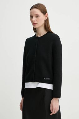 Vlnený kardigán A.P.C. cardigan mila čierna farba, WVBDK.F22301