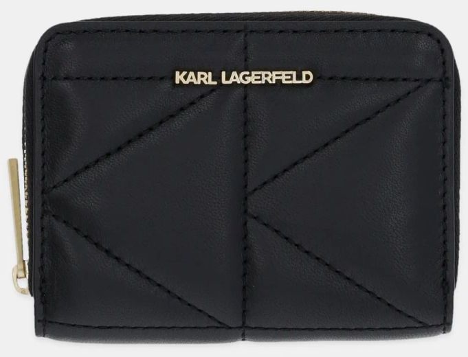 Kožená peňaženka Karl Lagerfeld dámska, čierna farba, A1W32064