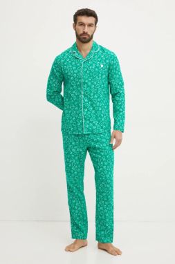 Bavlnené pyžamo United Colors of Benetton zelená farba, vzorovaná, 4XPR4P00B