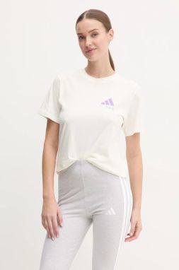 Bavlnené tričko adidas W L VERB TEE dámske, béžová farba, JN9072