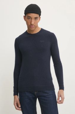 Sveter s prímesou vlny Superdry pánsky, tmavomodrá farba, M6110641A-5EJ