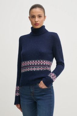 Sveter s prímesou vlny United Colors of Benetton dámsky, tmavomodrá farba, 1126E203J