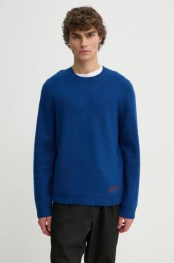 Vlnený sveter A.P.C. pull edward pánsky, tmavomodrá farba, WVBDK.H23059