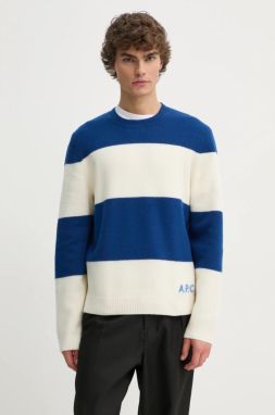 Vlnený sveter A.P.C. pull edwardo pánsky, tmavomodrá farba, WVBDL.H23364