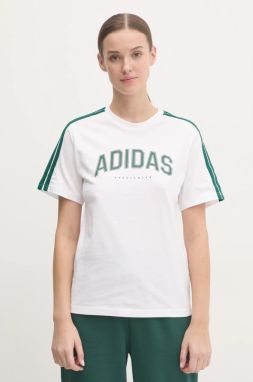 Bavlnené tričko adidas W L SOFTS Collegiate dámske, biela farba, JN9128