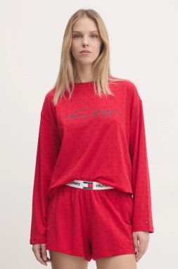 Pyžamo Tommy Hilfiger dámske, červená farba, UW0UW05649