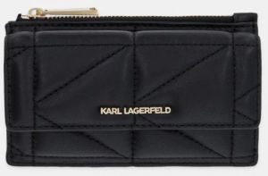 Kožená peňaženka Karl Lagerfeld dámska, čierna farba, A1W32062