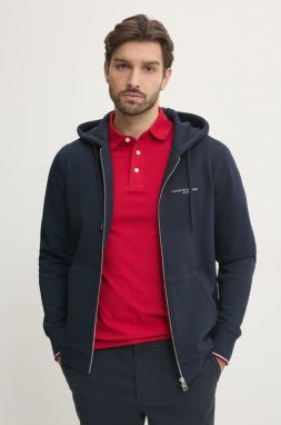 Mikina Tommy Hilfiger pánska, tmavomodrá farba, s kapucňou, melanžová, MW0MW37687