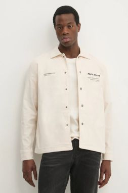 Rifľová košeľa Pepe Jeans SAM pánska, béžová farba, regular, s klasickým golierom, PM308811