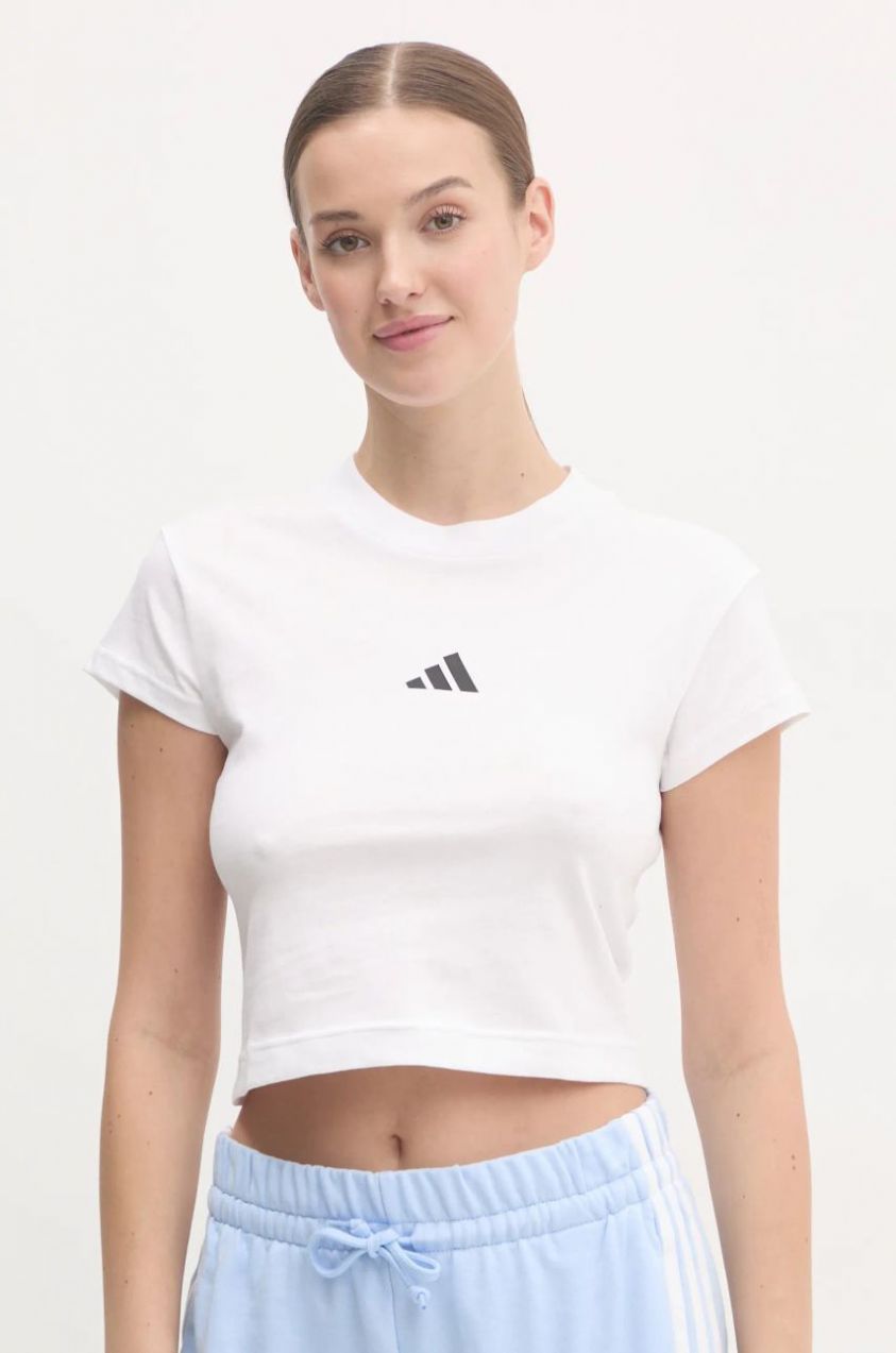 Bavlnené tričko adidas Future Icons dámske, biela farba, JE4001