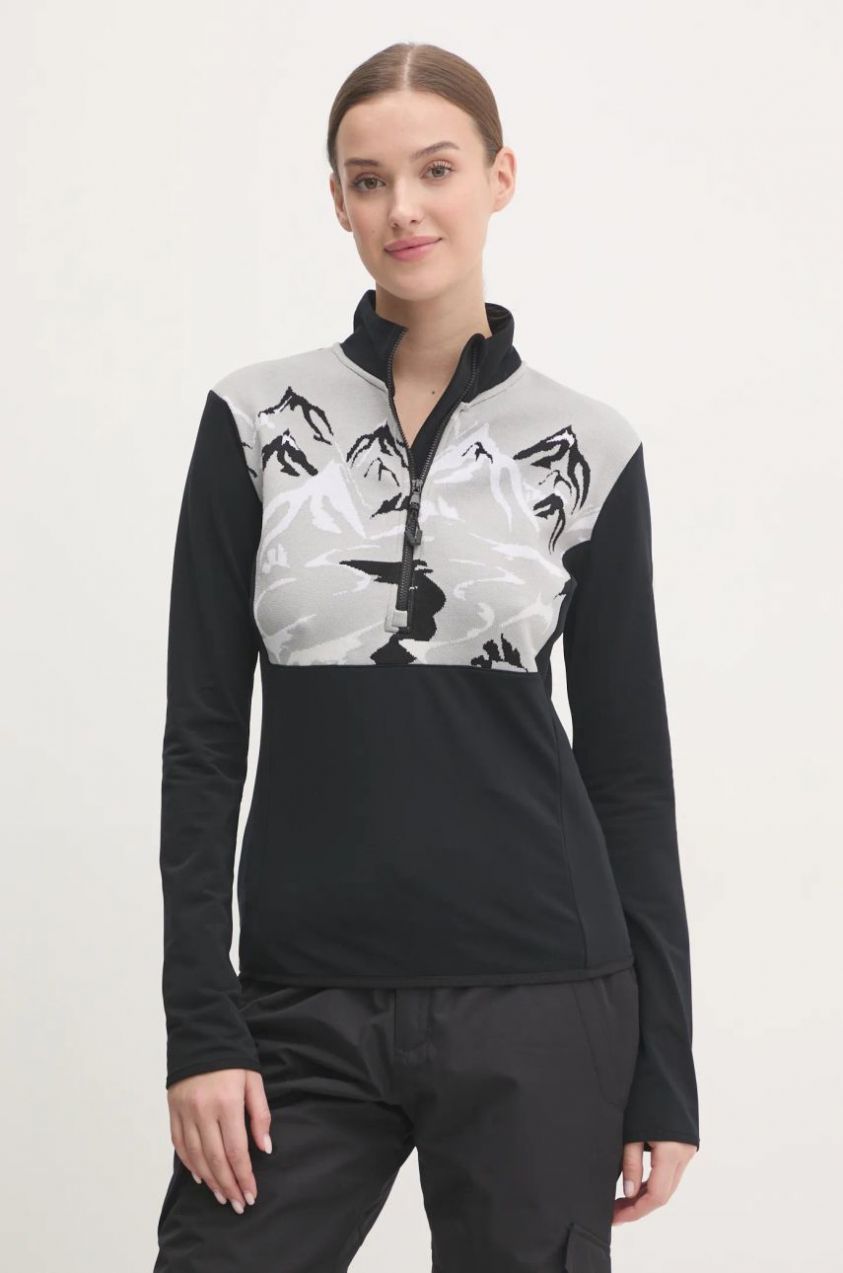 Športová mikina EA7 Emporio Armani St. Moritz Powerstretch čierna farba, s nášivkou, TJJFZ.6DTM47