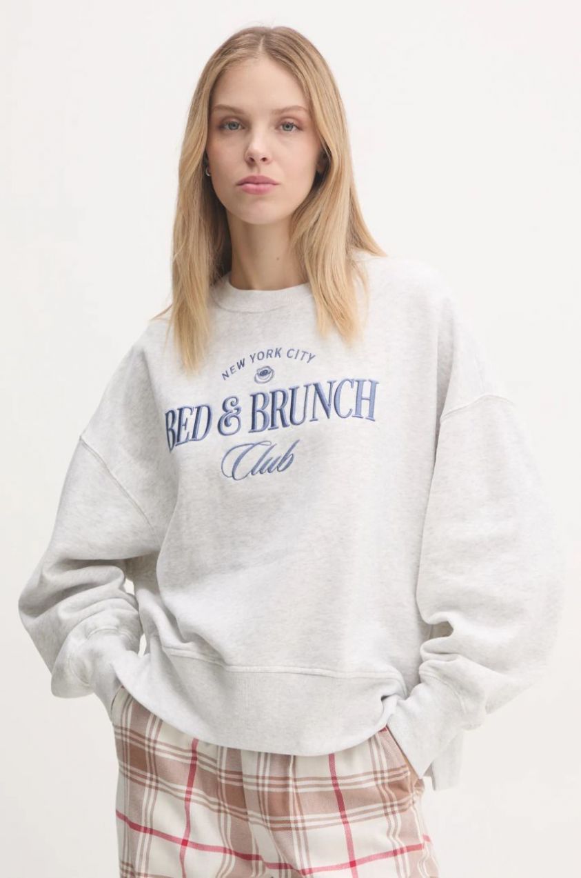 Mikina Abercrombie & Fitch dámska, šedá farba, s nášivkou, KI152-4049