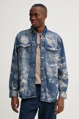 Rifľová košeľa Karl Lagerfeld Jeans pánska, voľný strih, s klasickým golierom, A1M16013
