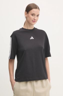 Bavlnené tričko adidas Essentials dámske, čierna farba, JC5960