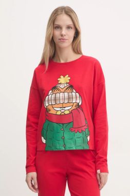 Pyžamové tričko s dlhým rukávom United Colors of Benetton x GARFIELD červená farba, 3DKE3M06L