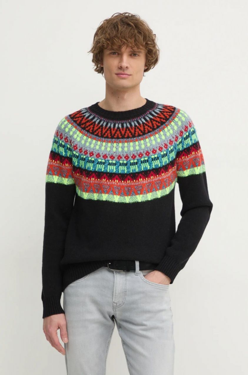 Sveter United Colors of Benetton pánsky, čierna farba, 1144K108V